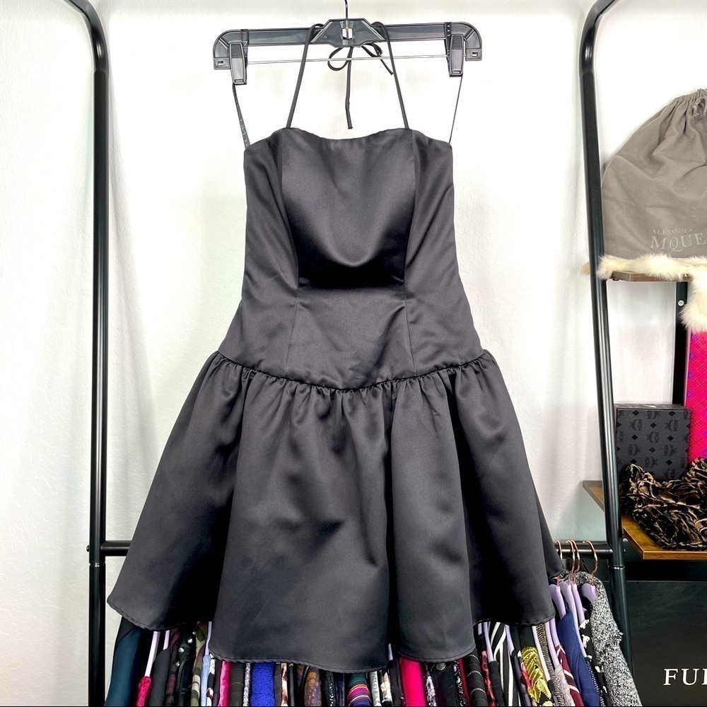 𝅺NIKI by Niki Livas Black Satin Corset Dress